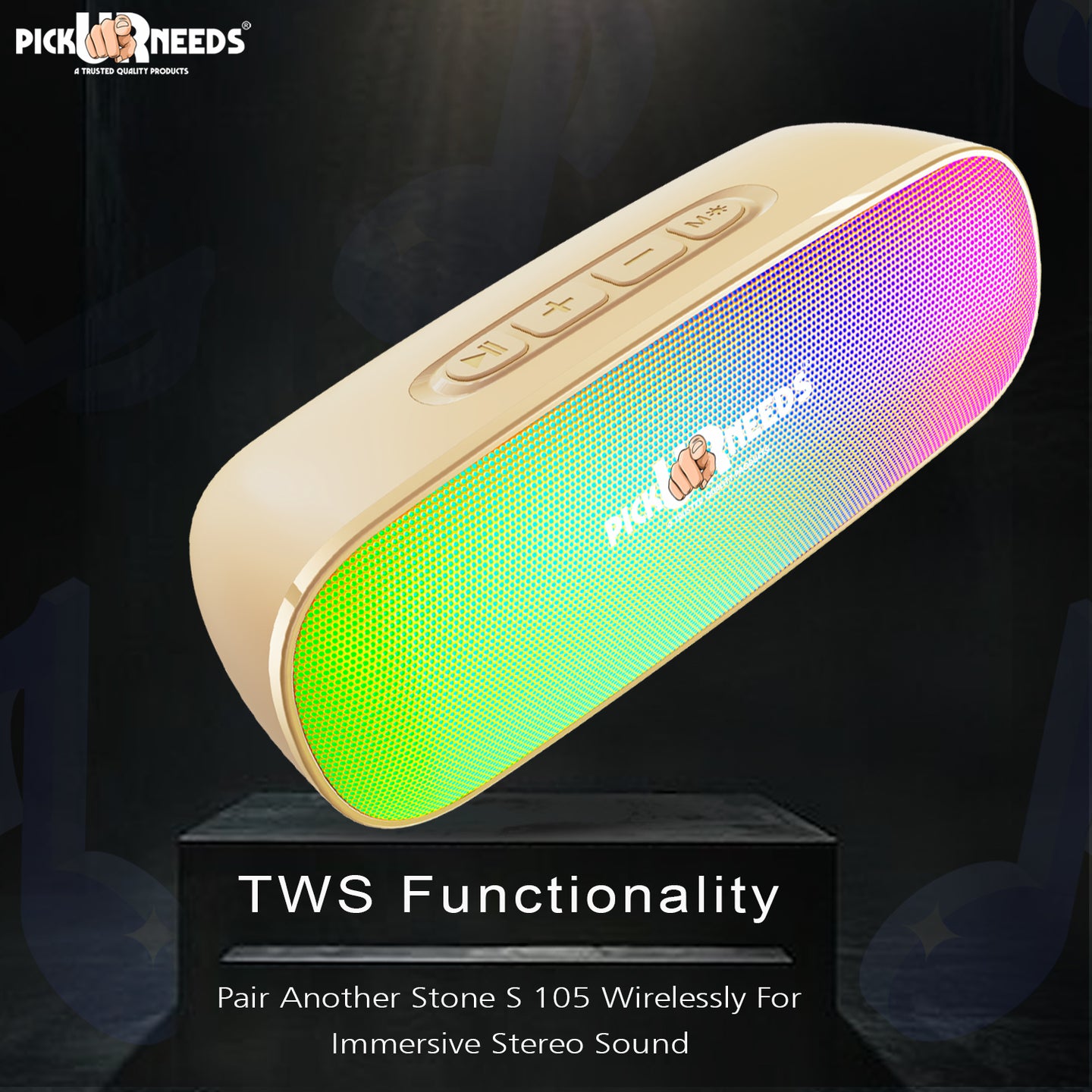 Pick Ur Needs High Quality Sound Wireless Speaker With RGB Light AUX / TF Card / USB Supported 12 W Bluetooth Speaker  (Black, 5.0 Channel)